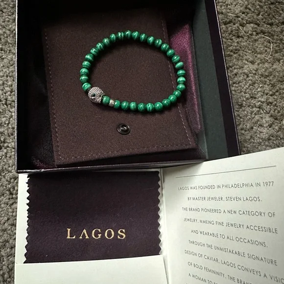LAGOS Green Malachite Skull Bracelet - Picture 2 of 7